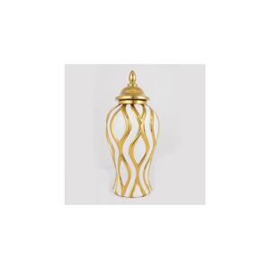 Eurolamp Keramická váza 42,6x18,8 cm zlatá/biela