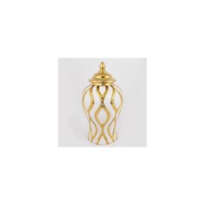 Eurolamp Keramická váza 30,6x16,2 cm zlatá/biela