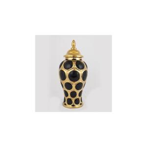 Eurolamp Keramická váza 40x17,7 cm zlatá/čierna