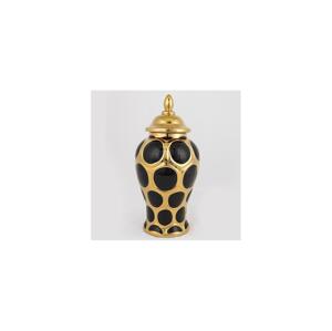 Eurolamp Keramická váza 33,8x16 cm zlatá/čierna