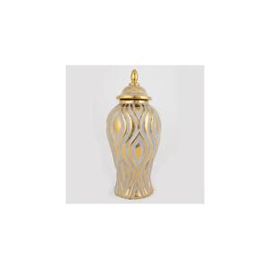 Eurolamp Keramická váza 42,6x18,8 cm zlatá/strieborná