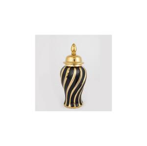 Eurolamp Keramická váza 36,5x16 cm zlatá/čierna