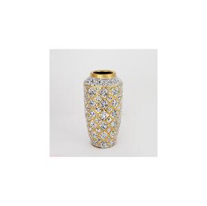 Eurolamp Keramická váza 25x13 cm biela/zlatá/čierna