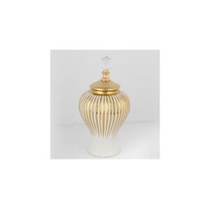 Eurolamp Keramická váza 35x17,5 cm zlatá/biela