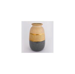 Eurolamp Keramická váza 25,5x15,5 cm zlatá/šedá