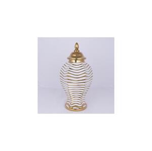 Eurolamp Keramická váza 42,2x21,1 cm zlatá/biela