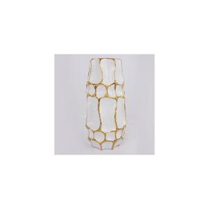 Eurolamp Keramická váza 31,5x15,5 cm zlatá/biela