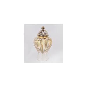 Eurolamp Keramická váza 35x18,5 cm zlatá/biela