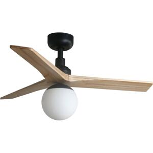 FARO Barcelona FARO 34284WT-11L-Str. vent. KLIM S 1xE27/15W/230V borovica/čierna pr.92,5cm WT+DO